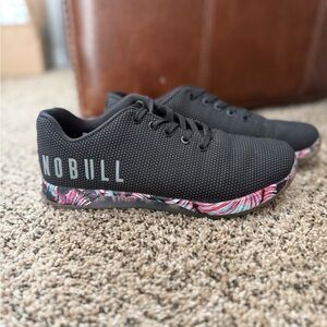 NOBULL Women's Black Sneakers with Colorful Patterned Sole
